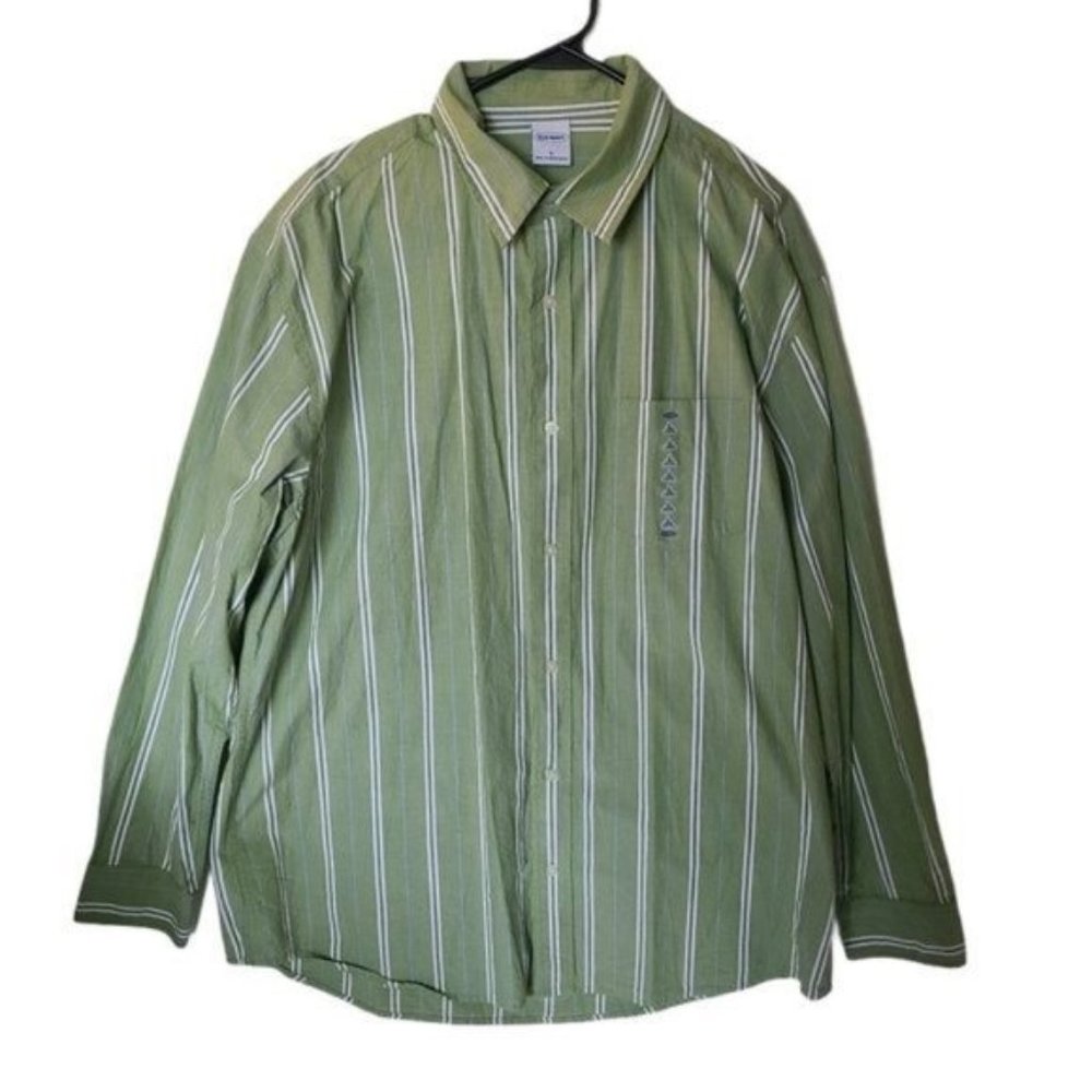Old Navy Green Striped Shirt Long Sleeve L NWT